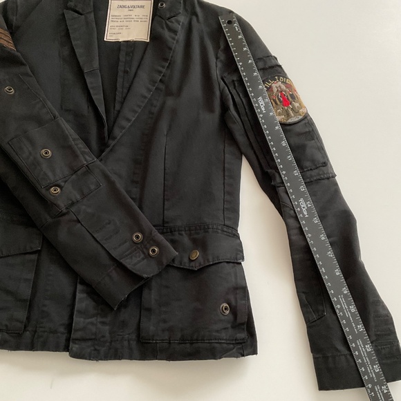 Zadig & Voltaire Virginia Jacket XS Black Grunge Military Till I Die Punk Y2K - Picture 9 of 14